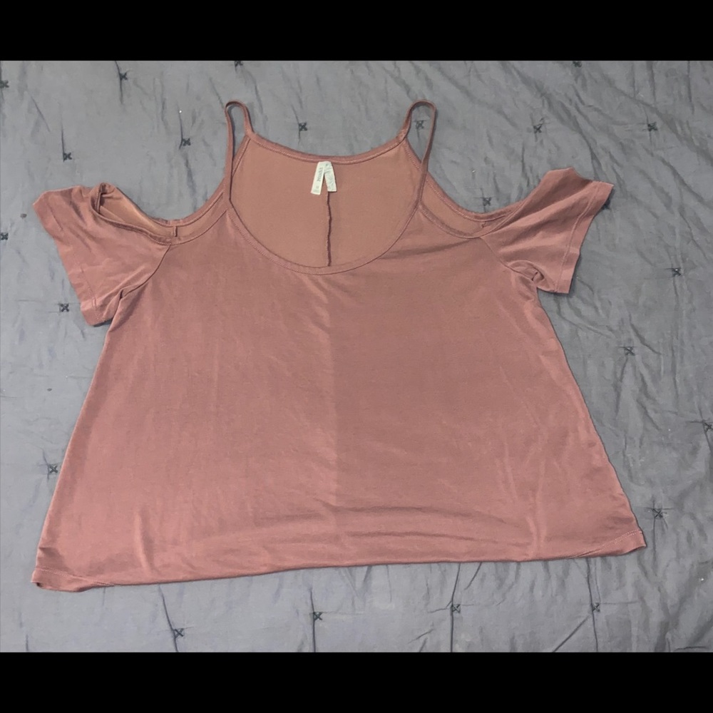 Blush pink open shoulder top